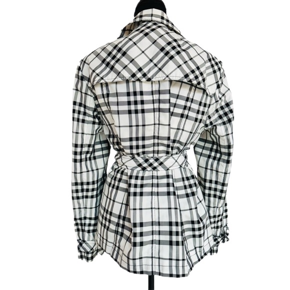 CATO ~ Black and White Utility/Rain/Trench Coat w/Belted Waist and Bold Buttons - Picture 4 of 8